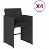 Image de vidaXL Chaises de jardin avec coussins 4 pcs. noir poly rotin