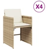 Image de vidaXL Chaises de jardin avec coussins 4 pcs. Beige Poly Rattan