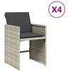 Image de vidaXL Chaises de jardin avec coussins 4 pcs. Gris clair Poly rotin