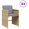 Image de vidaXL Chaises de jardin avec coussins 4 pcs. Mélange de beige Poly Rattan
