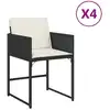 Image de vidaXL Chaises de jardin avec coussins 4 pcs. noir poly rotin
