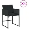 Image de vidaXL Chaises de jardin avec coussins 4 pcs. noir poly rotin