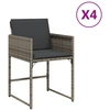 Image de vidaXL Chaises de jardin avec coussins 4 pcs. Gris Poly Rattan