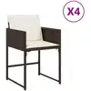 Image de vidaXL Chaises de jardin avec coussins 4 pcs. Marron Poly Rattan