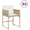 Image de vidaXL Chaises de jardin avec coussins 4 pcs. Beige Poly Rattan
