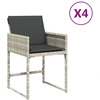 Image de vidaXL Chaises de jardin avec coussins 4 pcs. Gris clair Poly rotin