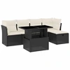Image de vidaXL Ensemble de salon de jardin 6 pièces avec coussins noir poly rotin