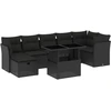 Image de vidaXL Ensemble de jardin canapé 8 pièces avec coussins noir poly rotin