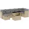 Image de vidaXL Ensemble de jardin canapé 8 pièces avec coussins Beige Poly Rattan