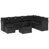 Image de vidaXL Ensemble de salon de jardin 9 pièces avec coussins noir poly rotin