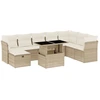 Image de vidaXL Ensemble de salon de jardin 9 pièces avec coussins beige Poly rotin