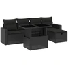 Image de vidaXL Ensemble de salon de jardin 6 pièces avec coussins noir poly rotin