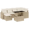 Image de vidaXL Ensemble de salon de jardin 7 pièces avec coussins Beige Poly Rattan