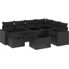 Image de vidaXL Ensemble de jardin canapé 8 pièces avec coussins noir poly rotin