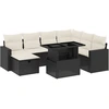 Image de vidaXL Ensemble de jardin canapé 8 pièces avec coussins noir poly rotin