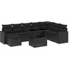 Image de vidaXL Ensemble de salon de jardin 9 pièces avec coussins noir poly rotin