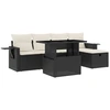 Image de vidaXL Ensemble de salon de jardin 6 pièces avec coussins noir poly rotin