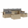 Image de vidaXL Ensemble de salon de jardin 6 pièces avec coussins Beige Poly Rattan