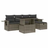 Image de vidaXL Ensemble de salon de jardin 6 pièces avec coussins Gris Poly rotin