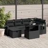 Image de vidaXL Ensemble de salon de jardin 7 pièces avec coussins noir poly rotin