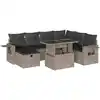 Image de vidaXL Ensemble de jardin canapé 8 pièces avec coussins gris clair Poly rotin