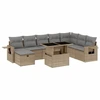 Image de vidaXL Ensemble de salon de jardin 9 pièces avec coussins beige Poly rotin