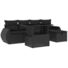 Image de vidaXL Ensemble de salon de jardin 6 pièces avec coussins noir poly rotin
