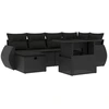 Image de vidaXL Ensemble de salon de jardin 7 pièces avec coussins noir poly rotin