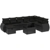 Image de vidaXL Ensemble de salon de jardin 9 pièces avec coussins noir poly rotin