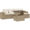 Image de vidaXL Ensemble de salon de jardin 6 pièces avec coussins Beige Poly Rattan