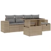 Image de vidaXL Ensemble de salon de jardin 6 pièces avec coussins Beige Poly Rattan
