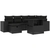 Image de vidaXL Ensemble de salon de jardin 7 pièces avec coussins noir poly rotin