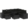 Image de vidaXL Ensemble de jardin canapé 8 pièces avec coussins noir poly rotin