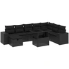 Image de vidaXL Ensemble de salon de jardin 9 pièces avec coussins noir poly rotin