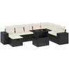 Image de vidaXL Ensemble de salon de jardin 9 pièces avec coussins noir poly rotin