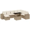 Image de vidaXL Ensemble de salon de jardin 9 pièces avec coussins beige Poly rotin