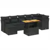 Image de vidaXL Ensemble de jardin canapé 8 pièces avec coussins noir poly rotin