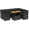 Image de vidaXL Ensemble de jardin canapé 8 pièces avec coussins noir poly rotin