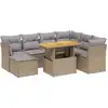 Image de vidaXL Ensemble de jardin canapé 8 pièces avec coussins Beige Poly Rattan