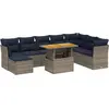 Image de vidaXL Ensemble de salon de jardin 9 pièces avec coussins Gris Poly rotin