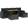 Image de vidaXL Ensemble de salon de jardin 6 pièces avec coussins noir poly rotin