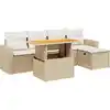 Image de vidaXL Ensemble de salon de jardin 6 pièces avec coussins Beige Poly Rattan