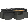 Image de vidaXL Ensemble de salon de jardin 7 pièces avec coussins noir poly rotin