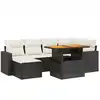 Image de vidaXL Ensemble de salon de jardin 7 pièces avec coussins noir poly rotin