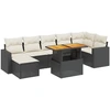 Image de vidaXL Ensemble de jardin canapé 8 pièces avec coussins noir poly rotin