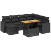 Image de vidaXL Ensemble de jardin canapé 8 pièces avec coussins noir poly rotin