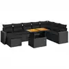 Image de vidaXL Ensemble de salon de jardin 9 pièces avec coussins noir poly rotin