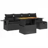 Image de vidaXL Ensemble de salon de jardin 6 pièces avec coussins noir poly rotin