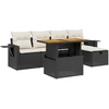 Image de vidaXL Ensemble de salon de jardin 6 pièces avec coussins noir poly rotin