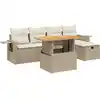 Image de vidaXL Ensemble de salon de jardin 6 pièces avec coussins Beige Poly Rattan